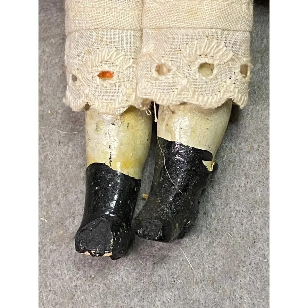 ANTIQUE 10 INCH WAX HEAD LADY‎ DOLL CLOTH BODY PAPER MACHE LEGS WOOD ARMS